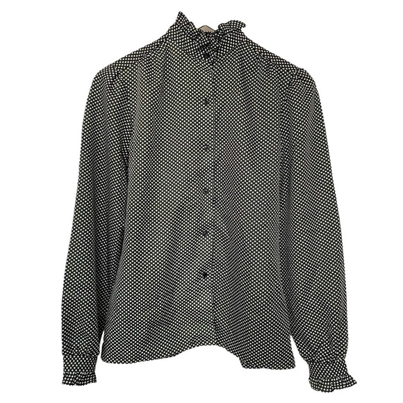 Vintage Womens Blouse By Elles Belles Small Black - Picture 1 of 4